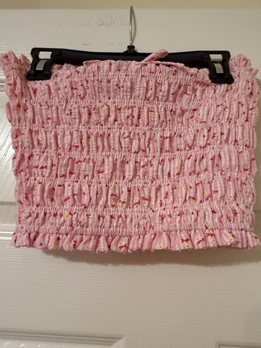 Ralph Lauren Pink Smocked Floral Crop Top